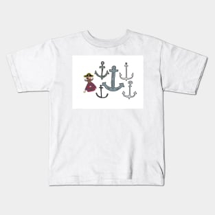 Pete the part-time pirate - anchors Kids T-Shirt